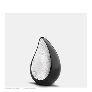 Urnwebshop Teardrop Urntje Black - Gehamerd Zilver (0.04 liter)