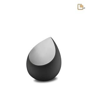Urnwebshop Mini LoveUrns Druppel Urn Matzilver - Zwart (0.1 liter)