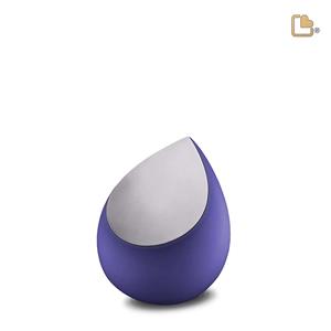 Urnwebshop Mini LoveUrns Druppel Urn Matzilver - Marineblauw (0.1 liter)