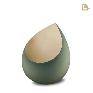 Urnwebshop Kleine LoveUrns Druppel Urn Matgoud - Saliegroen (0.85 liter)