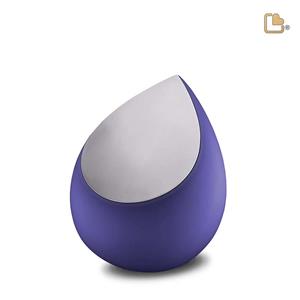Urnwebshop Kleine LoveUrns Druppel Urn Matzilver - Marineblauw (0.85 liter)