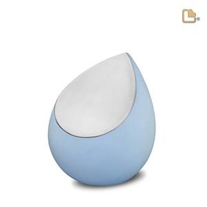 Urnwebshop Kleine LoveUrns Druppel Urn Matzilver - Blauw (0.85 liter)