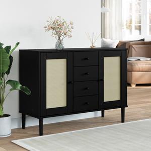 VidaXL Dressoir SENJA rattan-look 112x40x80 cm grenenhout zwart