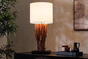 Invicta Interior tafellamp EUPHORIA 60cm naturel wit rond massief hout- 43452