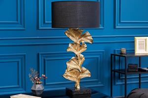 Invicta Interior tafellamp GINKGO 70cm zwarte stoffen kap goud metaalmarmeren voet - 41694