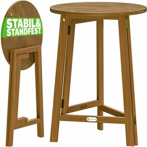 CASARIA Stehtisch Hartholz Akazie Klappbar 110cm Hoch Ø80 cm Rund Rustikal Indoor Outdoor Bistrotisch Biertisch Gartentisch Klapptisch Partytisch