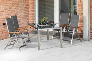 MERXX Tuin-eethoek Ferrara 4 klapstoelen, tuintafel (5-delig)