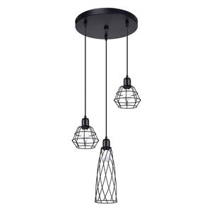 Suba Industrielle Cluster-Hänge-Deckenleuchte, Schwarz, 3 x E27 - Sollux