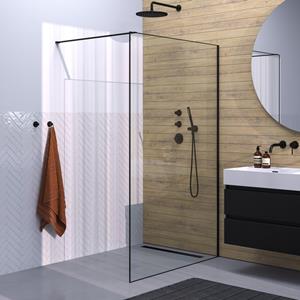 Brauer Black Frame Inloopdouche helder glas met frame 120x200cm - mat zwart GS-ILMP1H120200S