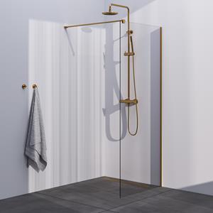 Brauer Gold Season Inloopdouche helder glas 90x200 met muurprofiel goud geborsteld