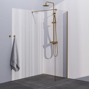 Brauer Gold Season inloopdouche helder glas 70x200 met muurprofiel goud geborsteld