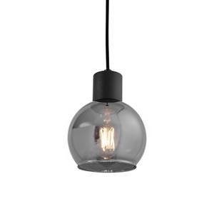 qazqa Art-Deco-Hängelampe schwarz mit Rauchglas - Vidro - Grau