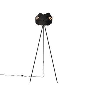 QAZQA Moderne vloerlamp zwart - Cloth