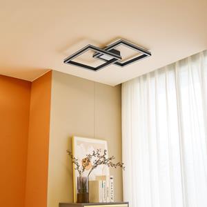 Smart LED-Deckenlampe Tjado, Quadrat, 2-flg., 86,5cm - Schwarz, weiß - Lucande