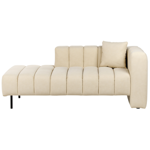 BELIANI Chaise longue fluweel beige rechtszijdig LANNILS