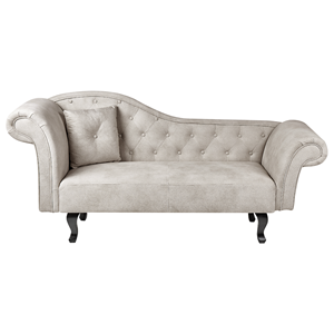 BELIANI Chaise longue fluweel taupe linkszijdig LATTES II