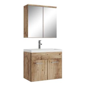 Badplaats Badkamermeubel Set Montreal 01 60 cm - Kastanje Eiken - Badmeubel met spiegelkast