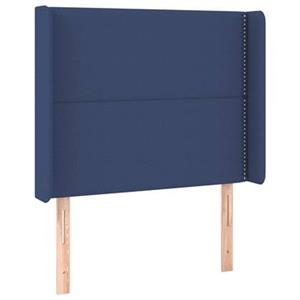 VidaXL Hoofdbord met randen 93x16x118|128 cm stof blauw