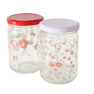 Boltze Home Voorraadpot 'Emily' Aardbei Glas 500ml Dia.9x13cm 2 Assorti