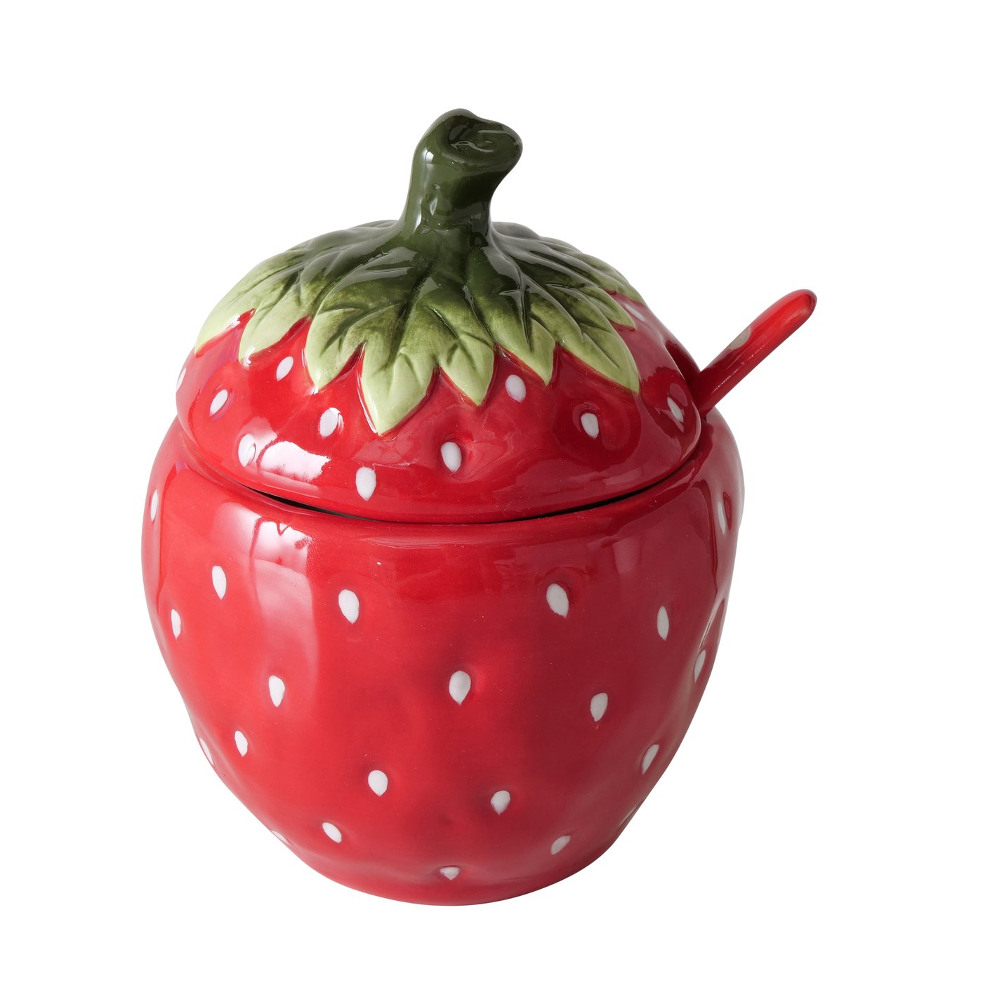 Boltze Home Jampotje 'Strawberry' Met Deksel En Lepel Van Aardewerk 13x11x14cm