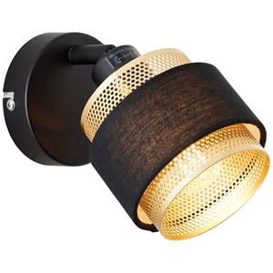 Brilliant Zwart met gouden wandlamp Grove 1-lichts 99300/86