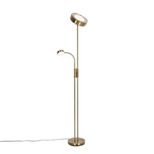 qazqa Bronzene Stehleuchte inkl. led und Dimmer mit Leselampe - Kelso - Bronze