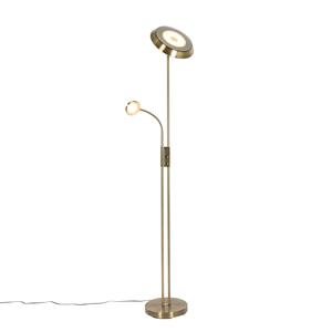 qazqa Bronze Stehleuchte inkl. led und Dimmer mit Leselampe - Fez - Bronze