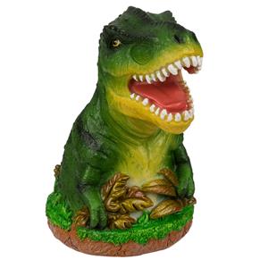 Out of the blue Spaarpot Dinosaurus T-REX - groen - polyresin - 15 x 13 cm - met afsluitdop - Kinderen -