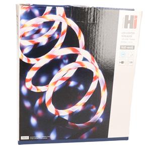 Merkloos Set van 2x stuks lichtslangen rood met wit gestreept 6 mtr 20 leds wit -