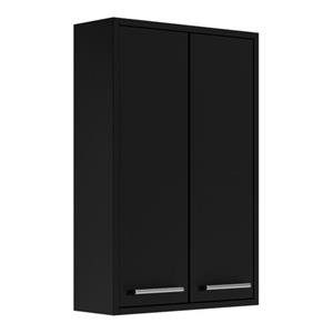 Badplaats Badkamerkast Nemo 52 x 20 x 72 cm - Zwart Mat - Hangende Kolomkast met Twee Deuren