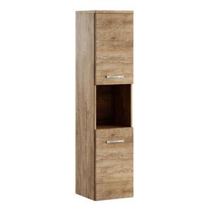 Badplaats Badkamerkast Montreal 30 x 30 x 131 cm - Bruin Eiken - Hangende Kolomkast met 2 Deuren