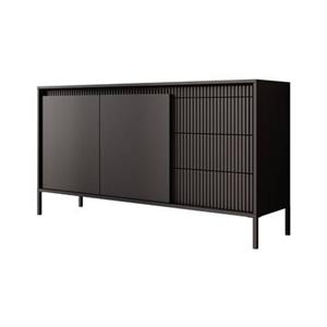 Meubella Dressoir Saran - Mat zwart - 153 cm