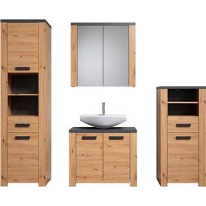 Home affaire Badkamerset Ambres mat echt-hout-look (4 stuks)