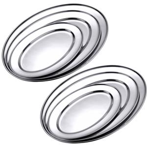 Merkloos Set van 6x stuks RVS ovale serveerschalen 30/35/40 cm -