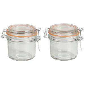 Urban Living Voorraadpot/bewaarpot - 2x - 200 ml - glas - met beugelsluiting - D8 x H8 cm -