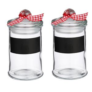 Secret de Gourmet Kruidenpotjes/voorraadpotjes met krijtvlak - 2x stuks - 120 ml - glas -