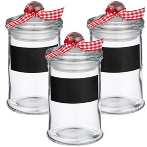 Secret de Gourmet Kruidenpotjes/voorraadpotjes met krijtvlak - 3x stuks - 120 ml - glas -