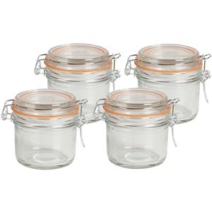 Urban Living Voorraadpot/bewaarpot - 4x - 200 ml - glas - met beugelsluiting - D8 x H8 cm -