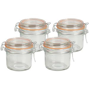 Urban Living Voorraadpot/bewaarpot - 4x - 200 ml - glas - met beugelsluiting - D8 x H8 cm -