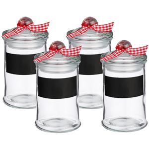 Secret de Gourmet Kruidenpotjes/voorraadpotjes met krijtvlak - 4x stuks - 120 ml - glas -