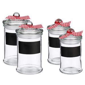 Secret de Gourmet Kruiden voorraad potjes met krijtvlak - 4x stuks - 120ml/350ml -