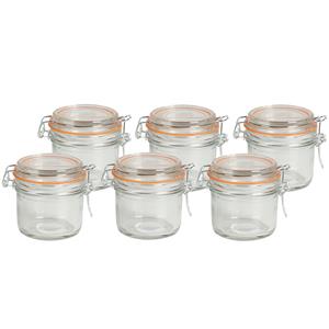 Urban Living Voorraadpot/bewaarpot - 6x - 200 ml - glas - met beugelsluiting - D8 x H8 cm -