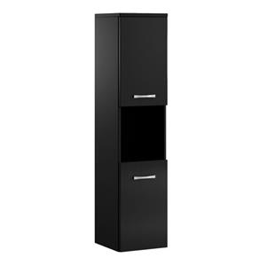 Badplaats Badkamerkast Montreal 30 x 30 x 131 cm - Zwart Hoogglans - Hangende Kolomkast met 2 Deuren