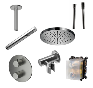 Hotbath Buddy ADS1A inbouw regendouche met 20cm hoofddouche en plafondarm geborsteld nikkel