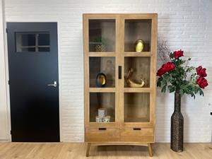 Loods XL Mangohouten kast retro Duider met lades en vakken