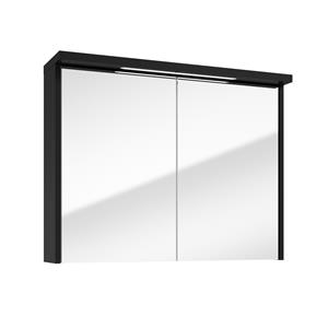 Fontana Grado spiegelkast met verlichting 80cm 2 deuren zwart mat