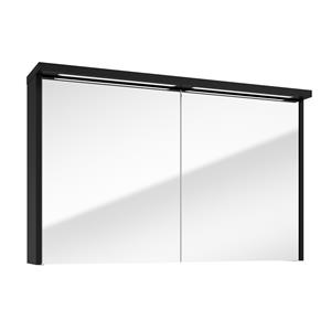 Fontana Grado spiegelkast met verlichting 100cm 2 deuren zwart mat