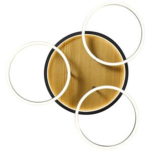 ECO-Light 9340-PL3 NERO KIRU LED-Deckenleuchte LED 38W Schwarz, Holz