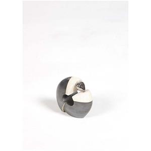 Urnwebshop Mini Keramische Design Urn (0.25 liter), Zwartwitte Glazuur, Zilver Hart