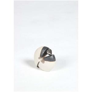 Urnwebshop Mini Keramische Design Urn Wit-Zwart, Zilver Hart (0.25 liter)